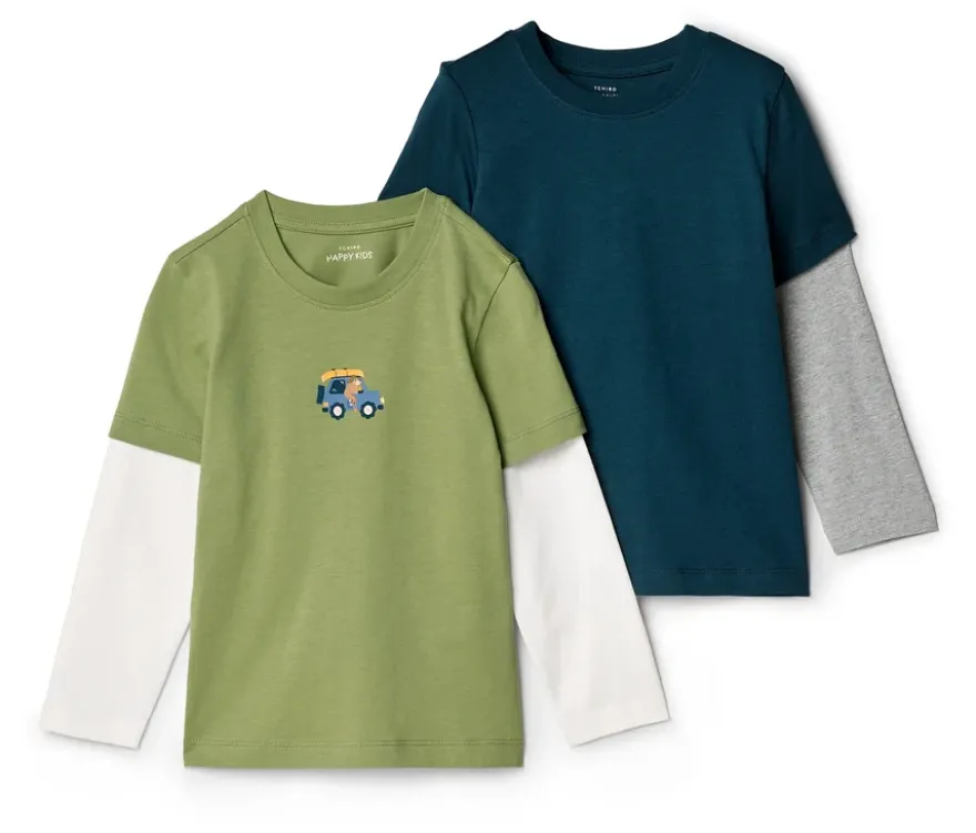 2 Kinder-2-in-1-Langarmshirts