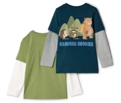 2 Kinder-2-in-1-Langarmshirts