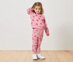 Kinder Jogginghose, hellrosa mit hellrosafarbenen Bündchen