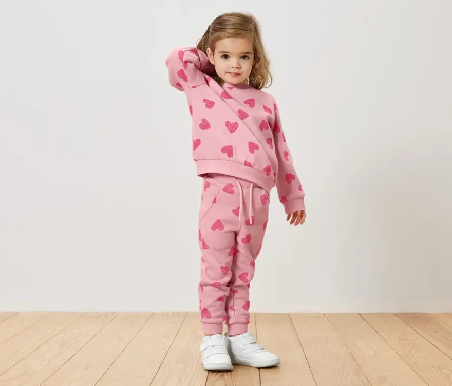 Kinder Jogginghose, hellrosa mit hellrosafarbenen Bündchen