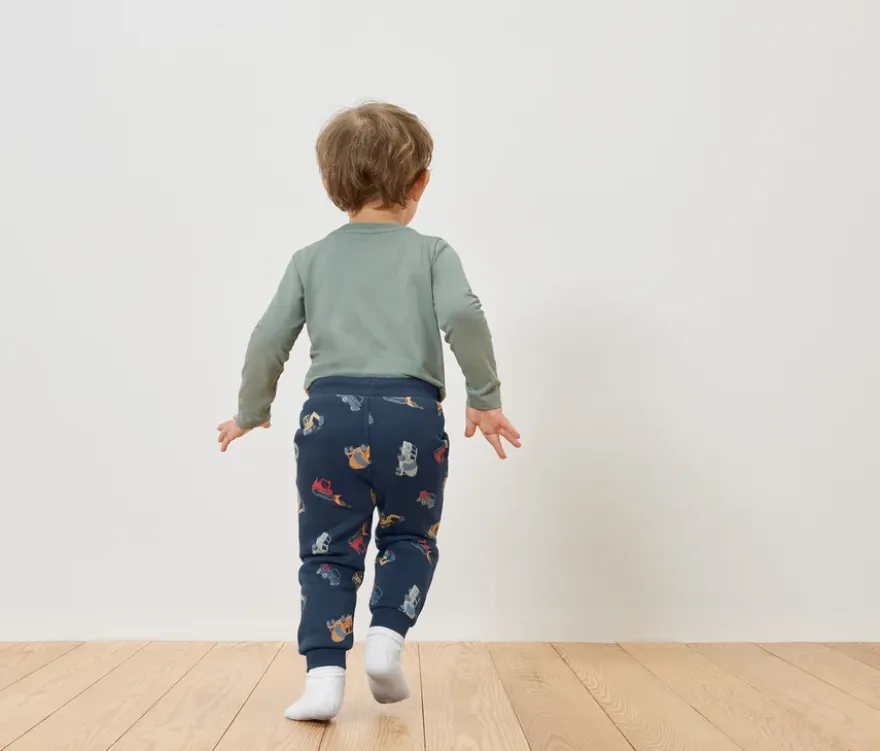 Kinder Jogginghose, navy mit graugrünen Bündchen