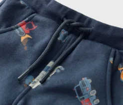 Kinder Jogginghose, navy mit graugrünen Bündchen