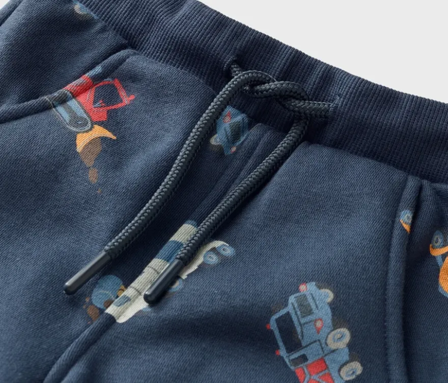 Kinder Jogginghose, navy mit graugrünen Bündchen