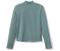Kinder-Langarm-Rippshirt, salbeigrün