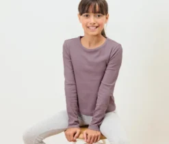 Kinder-Langarmshirt mit Rippstruktur