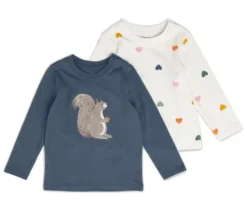 2 Kinder Langarmshirts, Eichhörnchen