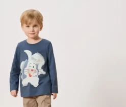 2 Kinder-Langarmshirts mit Applikation, Hase