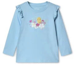 2 Kinder-Langarmshirts mit Applikation, Blumen