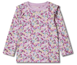 2 Kinder-Langarmshirts mit Applikation, Blumen