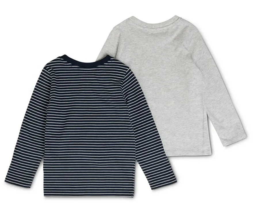 2 Kinder Langarmshirts, Streifen