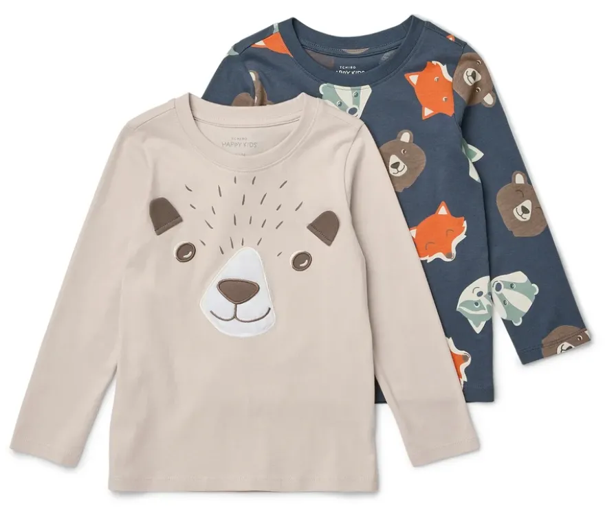 2 Kinder Langarmshirts, Waldtiere