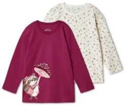 2 Kinder-Langarmshirts, Waschbär