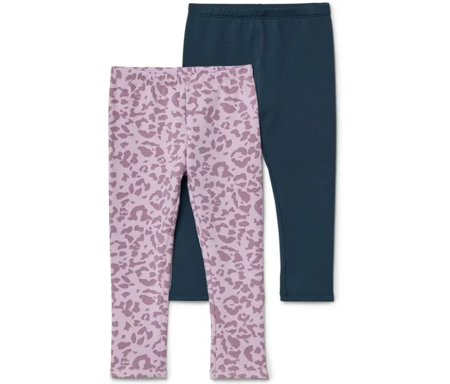2 Kinder-Leggings, dunkelblau und leo