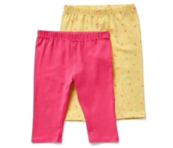 2 ¾-Kinder-Leggings, pink/gelb