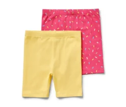 2 Kinder-Radler-Leggings, pink und gelb