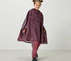 Kinder-Regenponcho, rosa mit Alloverprint