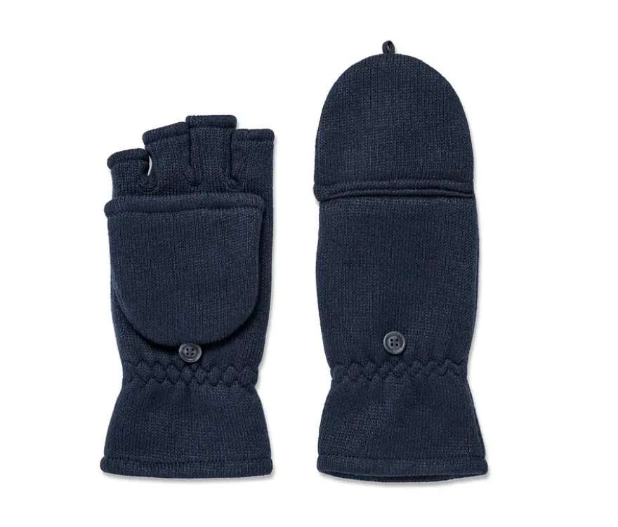 Kinder-Strickfleece-Klappfäustlinge