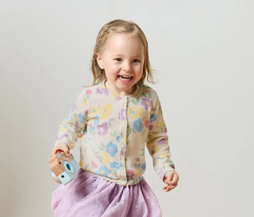Kinder-Strickjacke, Blumen