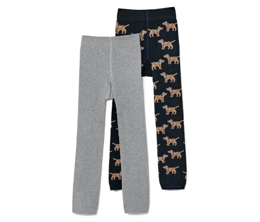 2 Kinder-Strickleggings mit Stickerei