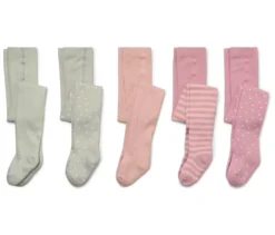 5 Kinder-Strumpfhosen, rosa/mintgrün
