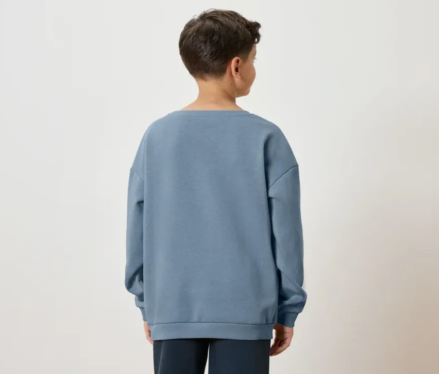Kinder-Sweatshirt mit angerauter Innenseite, mittelblau