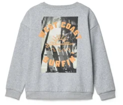 Kinder-Sweatshirt mit überschnittenen Schultern, grau