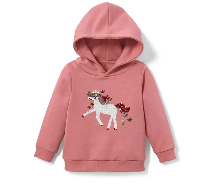 Kinder-Sweatshirt mit Wendepailletten, Einhorn oder Print (Gr. 86/92)