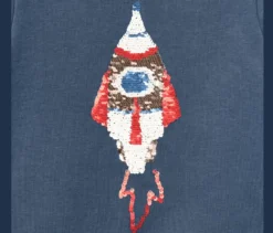 Kinder-Sweatshirt mit Wendepailletten, Rakete oder Print (Gr. 86/92)