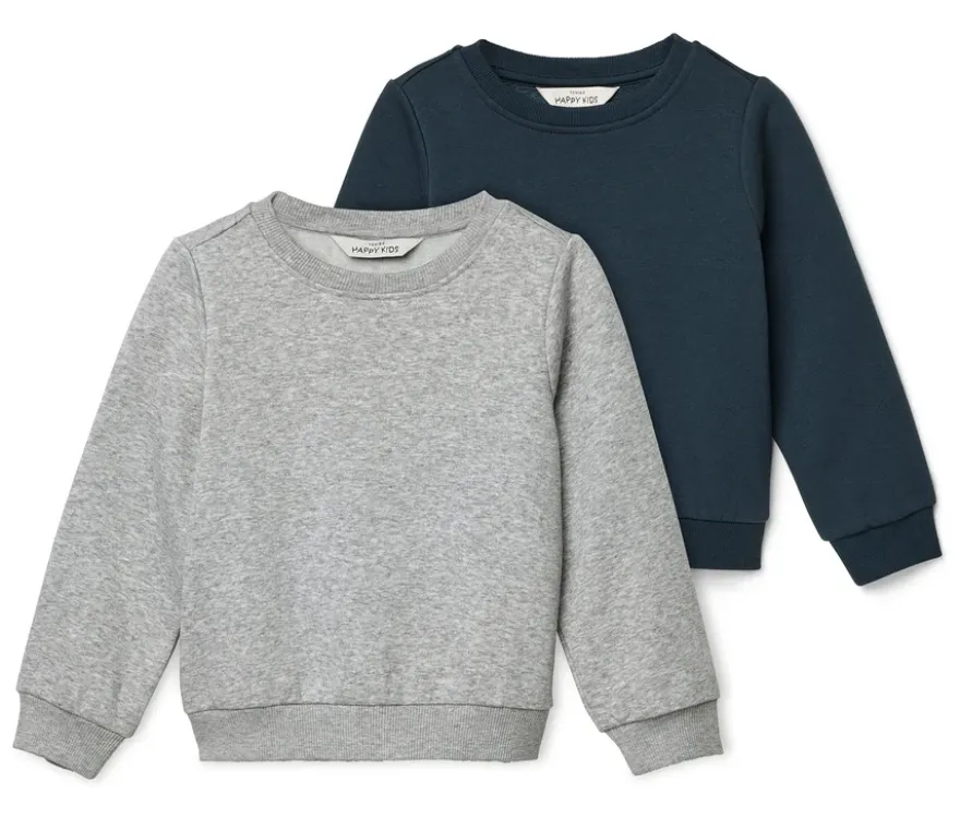 2 Kinder-Sweatshirts mit angerauter Innenseite, blau