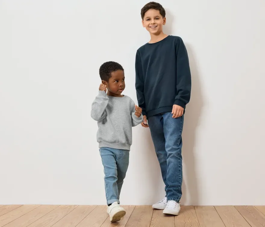 2 Kinder-Sweatshirts mit angerauter Innenseite, blau