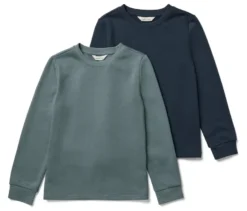 2 Kinder-Sweatshirts mit angerauter Innenseite, blau und salbei