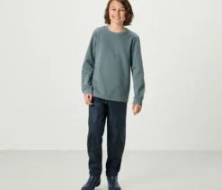 2 Kinder-Sweatshirts mit angerauter Innenseite, blau und salbei