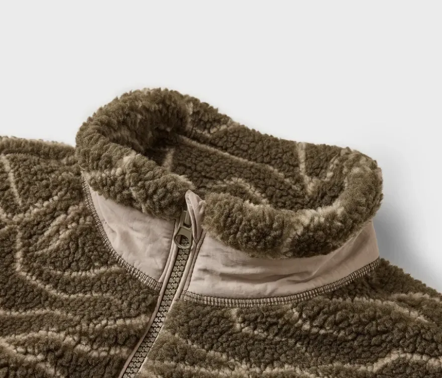 Kinder-Teddyfleecejacke, olivgrün