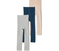 3 Kinder-Thermoleggings, creme/grau/blau