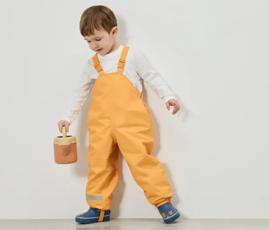 Kinder-Thermo-Regenhose mit Fleecefutter, gelb