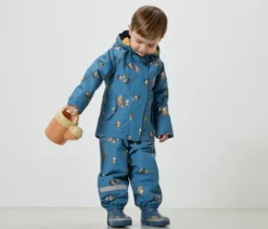 Kinder-Thermo-Regenjacke mit Fleecefutter, Waldtiere