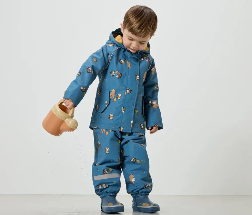 Kinder-Thermo-Regenjacke mit Fleecefutter, Waldtiere