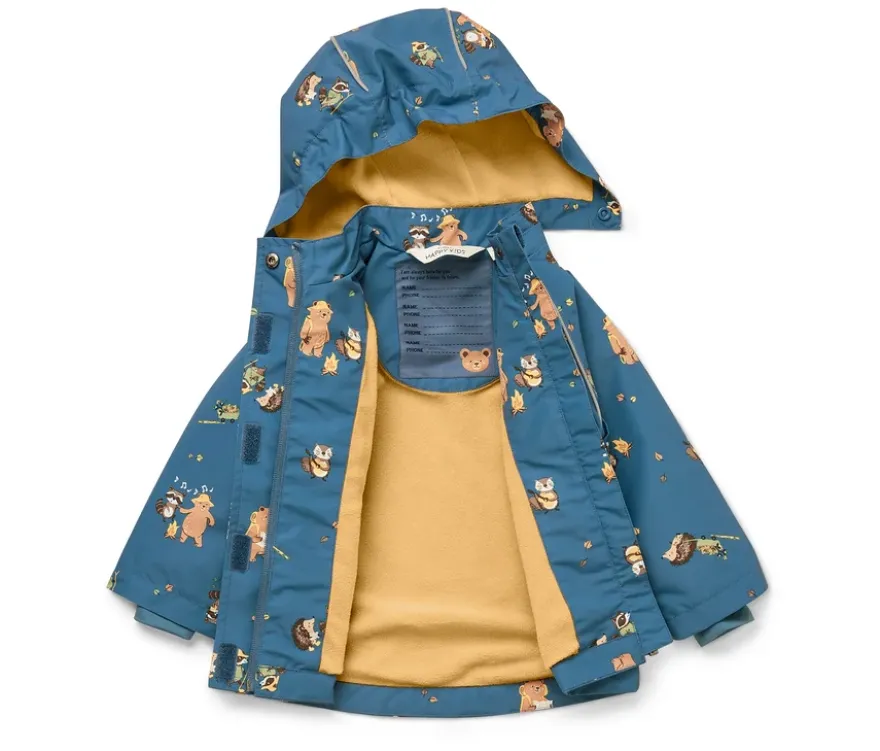 Kinder-Thermo-Regenjacke mit Fleecefutter, Waldtiere