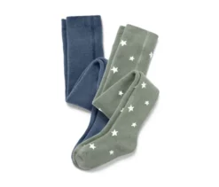 2 Kinder-Thermostrumpfhosen, blau und grün