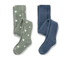 2 Kinder-Thermostrumpfhosen, blau und grün