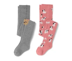 2 Kinder-Thermostrumpfhosen, rosa und grau