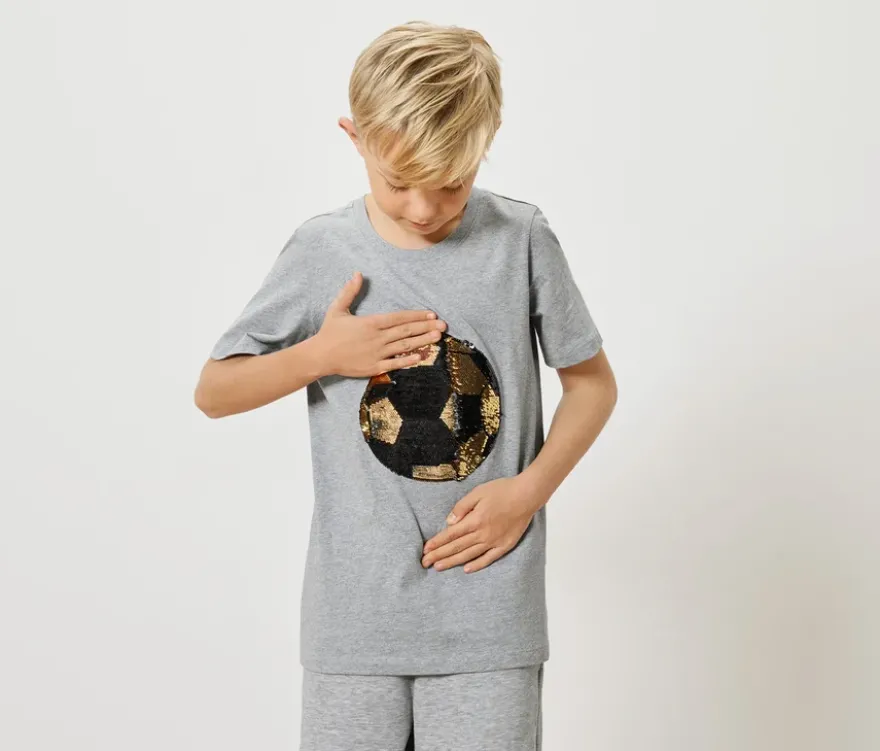 Kinder-T-Shirt mit Wendepailletten, Fußball
