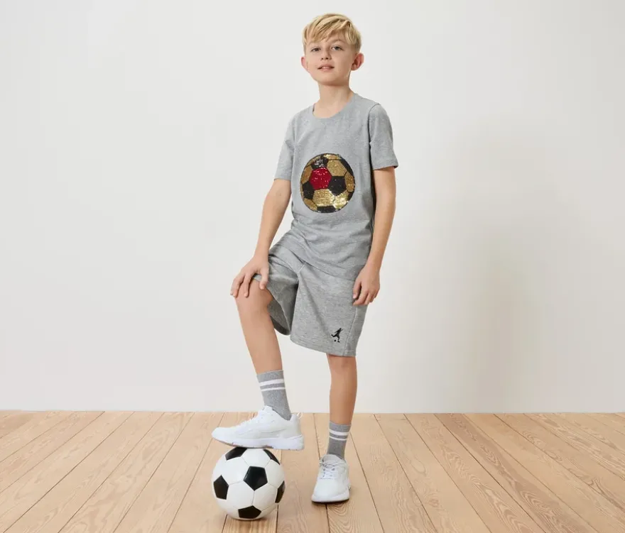 Kinder-T-Shirt mit Wendepailletten, Fußball