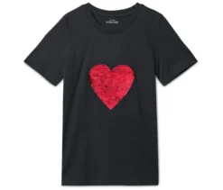 Kinder-T-Shirt mit Wendepailletten, Herz im Fußballdesign