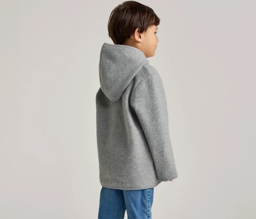 Kinder-Walkjacke mit Merinowolle, grau