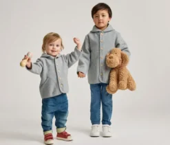 Kinder-Walkjacke mit Merinowolle, grau