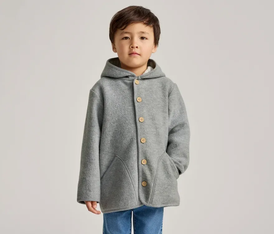 Kinder-Walkjacke mit Merinowolle, grau