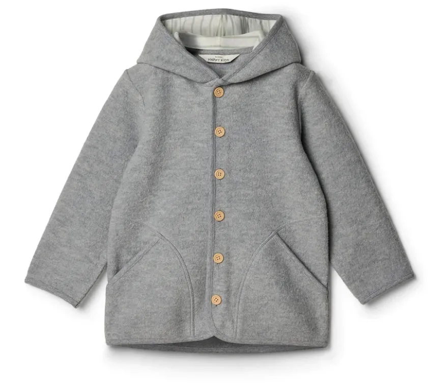 Kinder-Walkjacke mit Merinowolle, grau