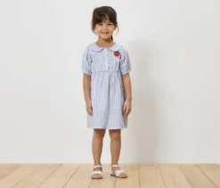 Kinder-Webkleid mit Bubi-Kragen