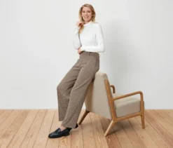 Komfort-Palazzohose mit Hahnentritt-Jacquard